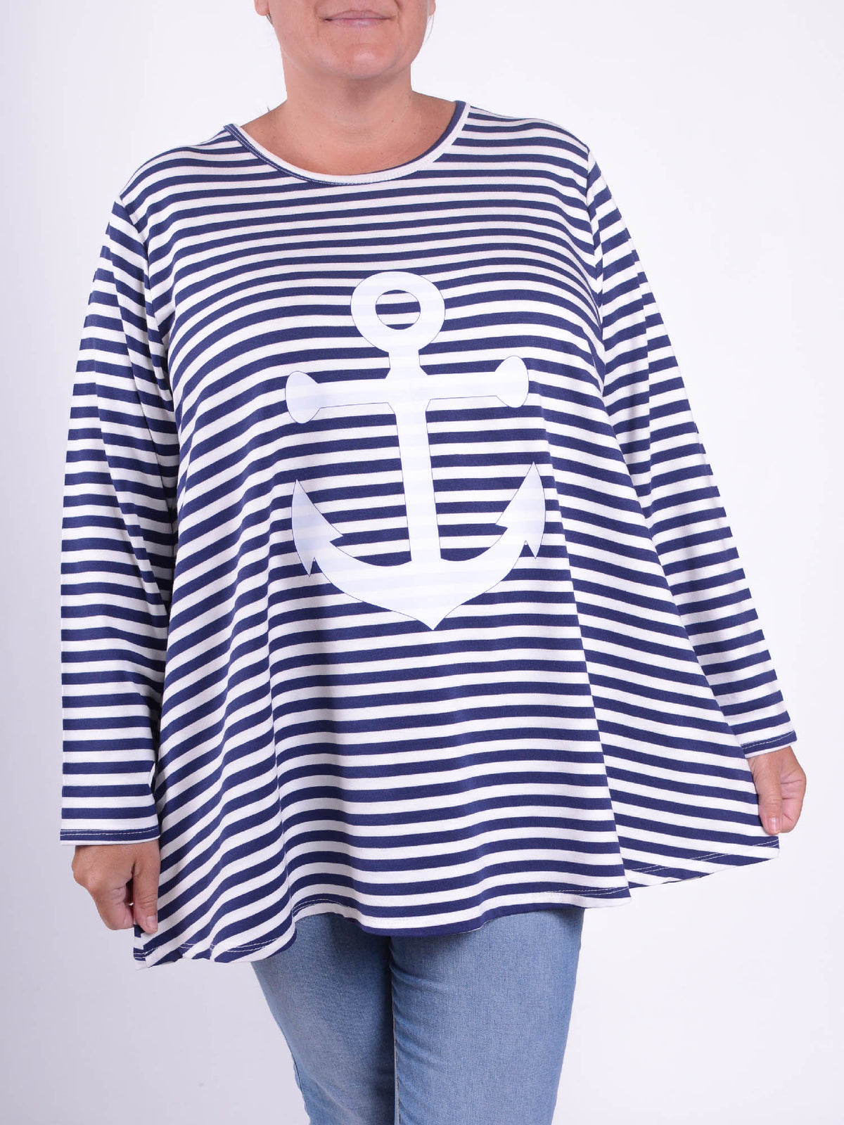 Striped Swing Top - 20516 STRIPE ANCHOR, , Pure Plus Clothing, Lagenlook Clothing, Plus Size Fashion, Over 50 Fashion