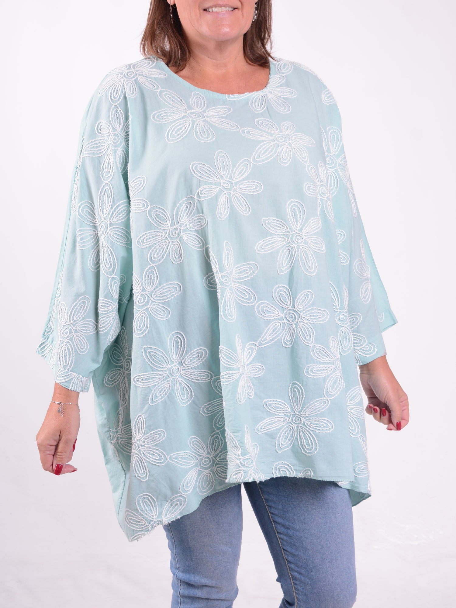 Lagenlook Cotton Embroidered Tunic - 26051, , Pure Plus Clothing, Lagenlook Clothing, Plus Size Fashion, Over 50 Fashion