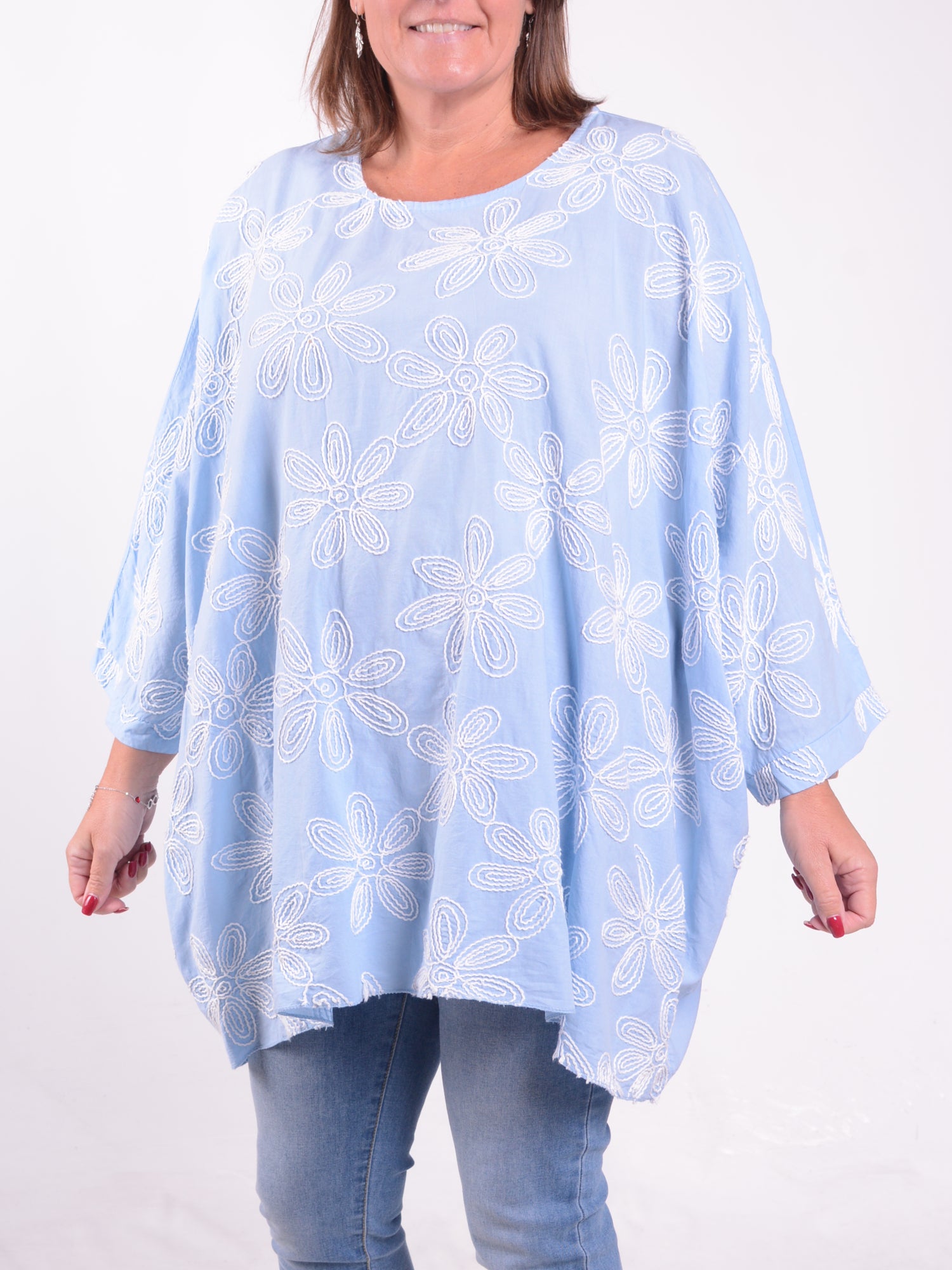 Lagenlook Cotton Embroidered Tunic - 26051, , Pure Plus Clothing, Lagenlook Clothing, Plus Size Fashion, Over 50 Fashion