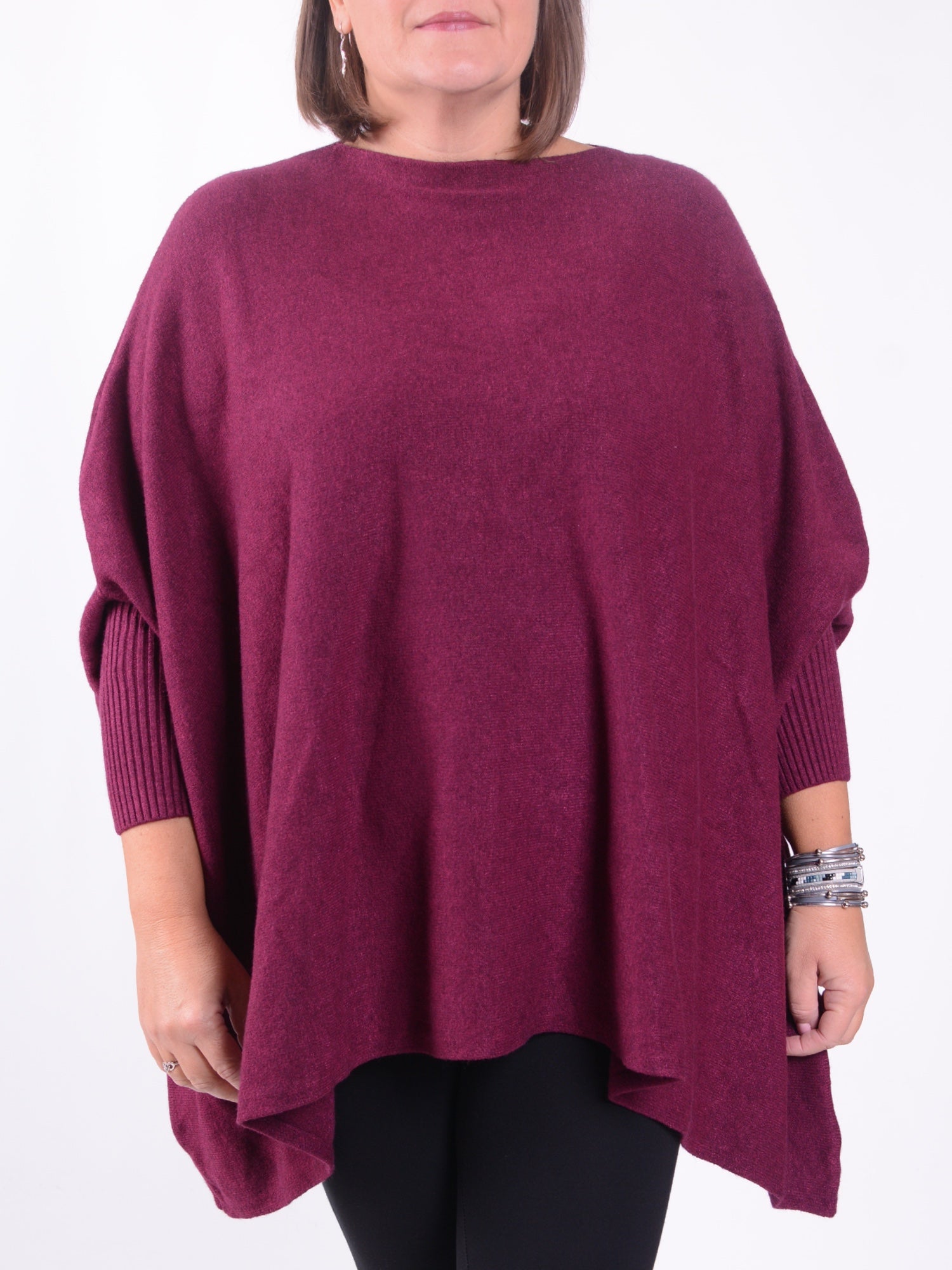 Soft Knit Batwing Sleeve Poncho Jumper  - 2700, Jumpers & Cardigans, Pure Plus Clothing, Lagenlook Clothing, Plus Size Fashion, Over 50 Fashion