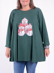 Snowmen Christmas Top, , Pure Plus Clothing, Lagenlook Clothing, Plus Size Fashion, Over 50 Fashion