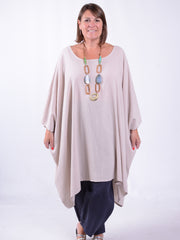 Lagenlook Oversized Cotton/Linen Kaftan Tunic - 3486