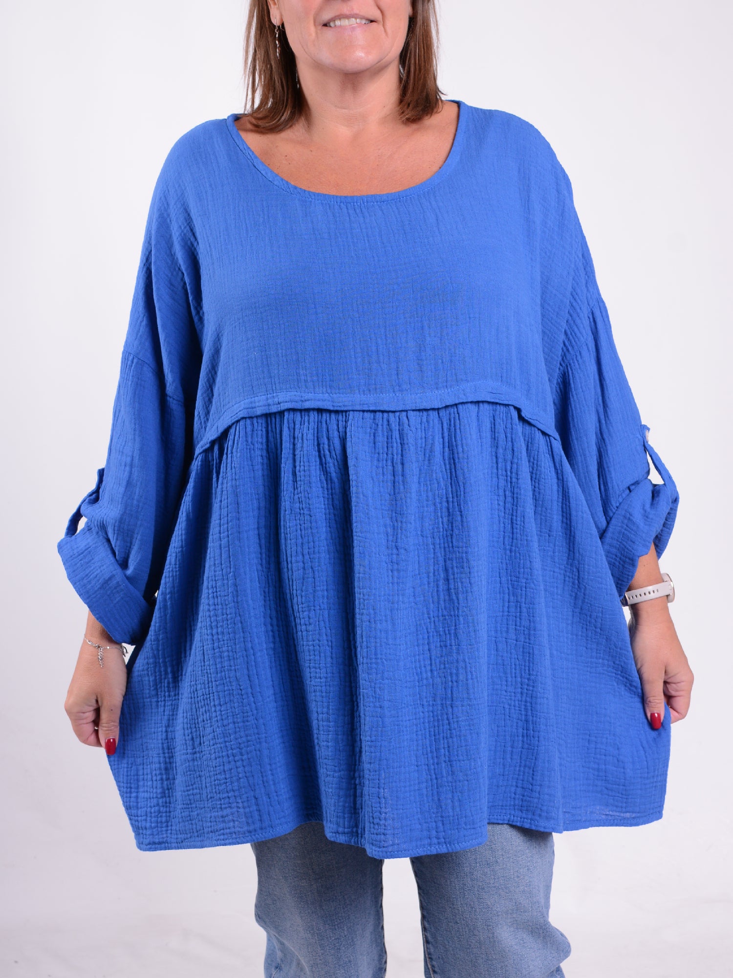Lagenlook Textured Cotton Tunic - 661562, , Pure Plus Clothing, Lagenlook Clothing, Plus Size Fashion, Over 50 Fashion