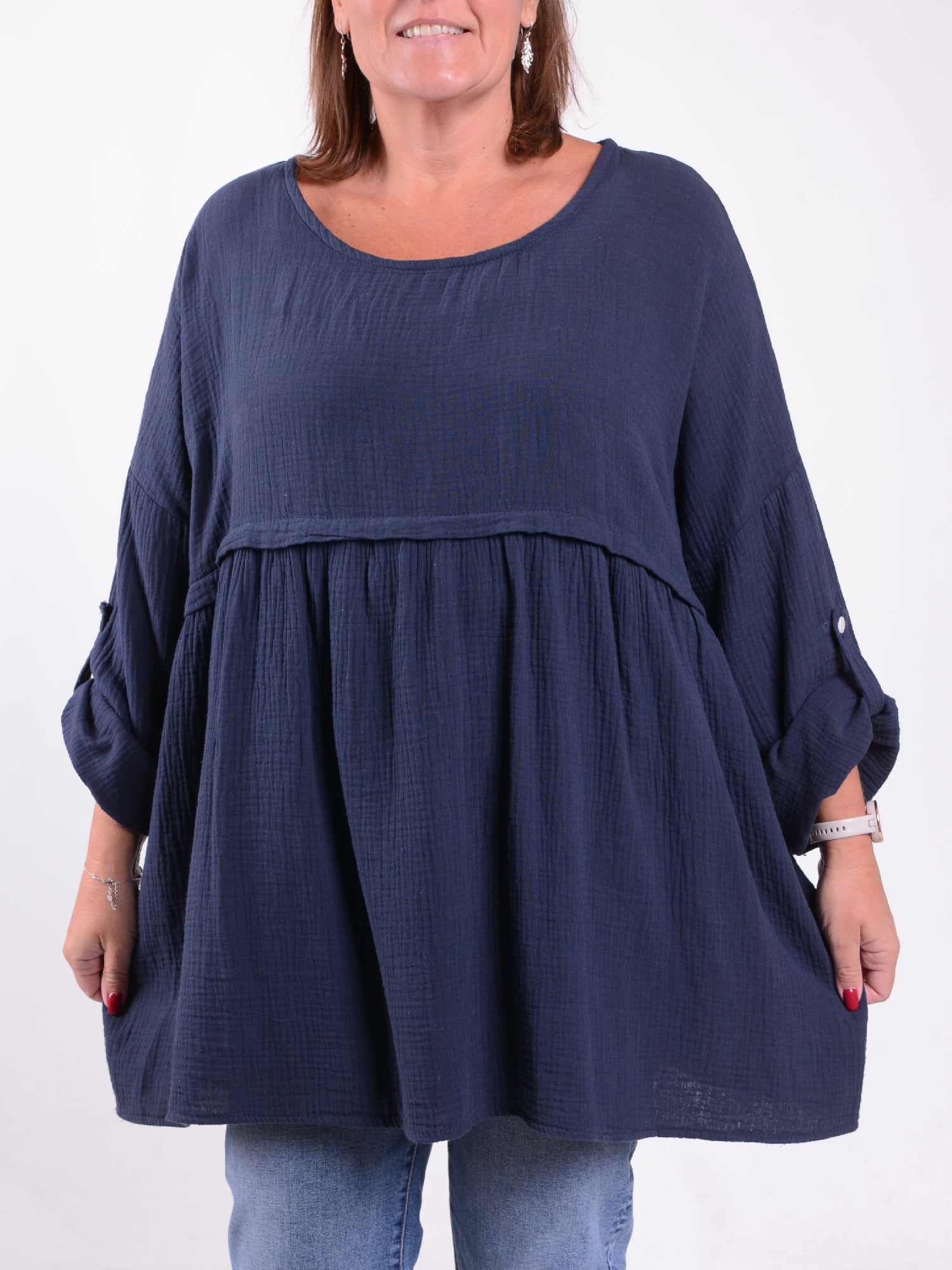 Lagenlook Textured Cotton Tunic - 661562, , Pure Plus Clothing, Lagenlook Clothing, Plus Size Fashion, Over 50 Fashion