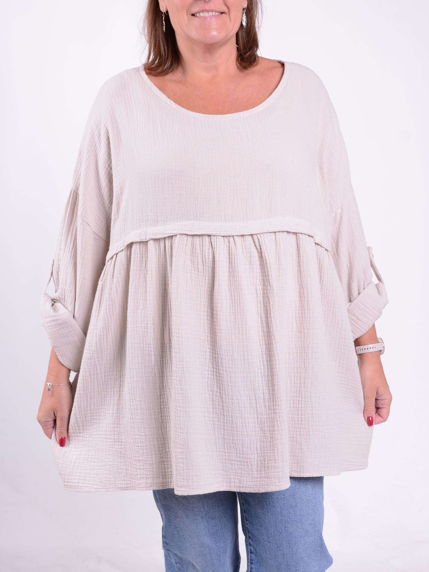 Lagenlook Textured Cotton Tunic - 661562, , Pure Plus Clothing, Lagenlook Clothing, Plus Size Fashion, Over 50 Fashion