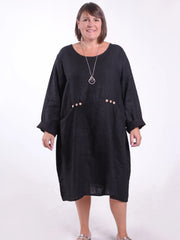 Lagenlook Linen Dress with Buttons and Pockets - 8867, Dresses, Pure Plus Clothing, Lagenlook Clothing, Plus Size Fashion, Over 50 Fashion