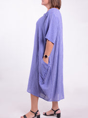 Striped Cotton Parachute Dress With Pockets - 9215 Stripe, Dresses, Pure Plus Clothing, Lagenlook Clothing, Plus Size Fashion, Over 50 Fashion