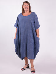 Striped Cotton Parachute Dress With Pockets - 9215 Stripe, Dresses, Pure Plus Clothing, Lagenlook Clothing, Plus Size Fashion, Over 50 Fashion