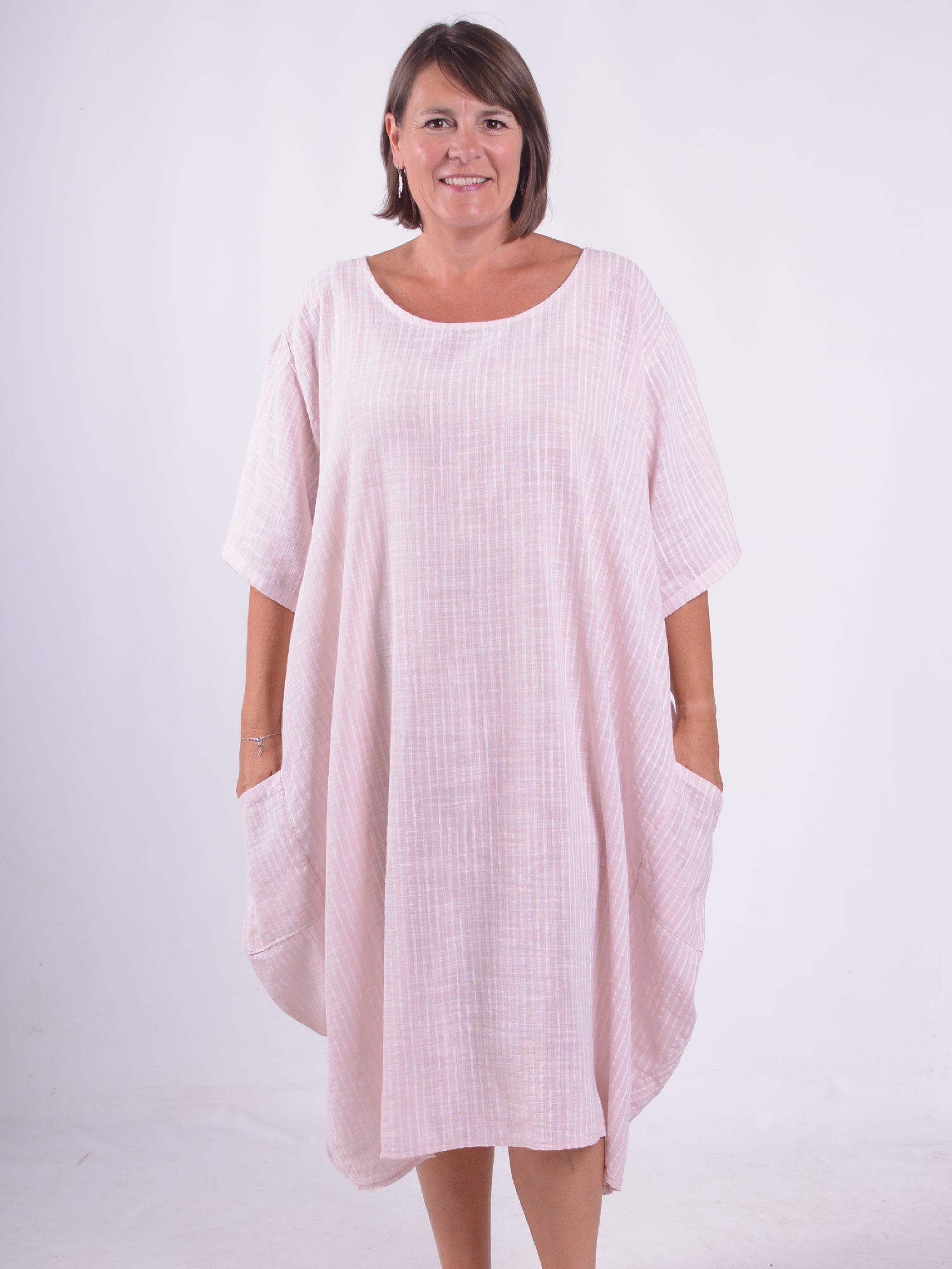 Striped Cotton Parachute Dress With Pockets - 9215 Stripe Pure Plus Clothing Striped Cotton Parachute Dress With Pockets - 9215 Stripe Pure Plus Clothing