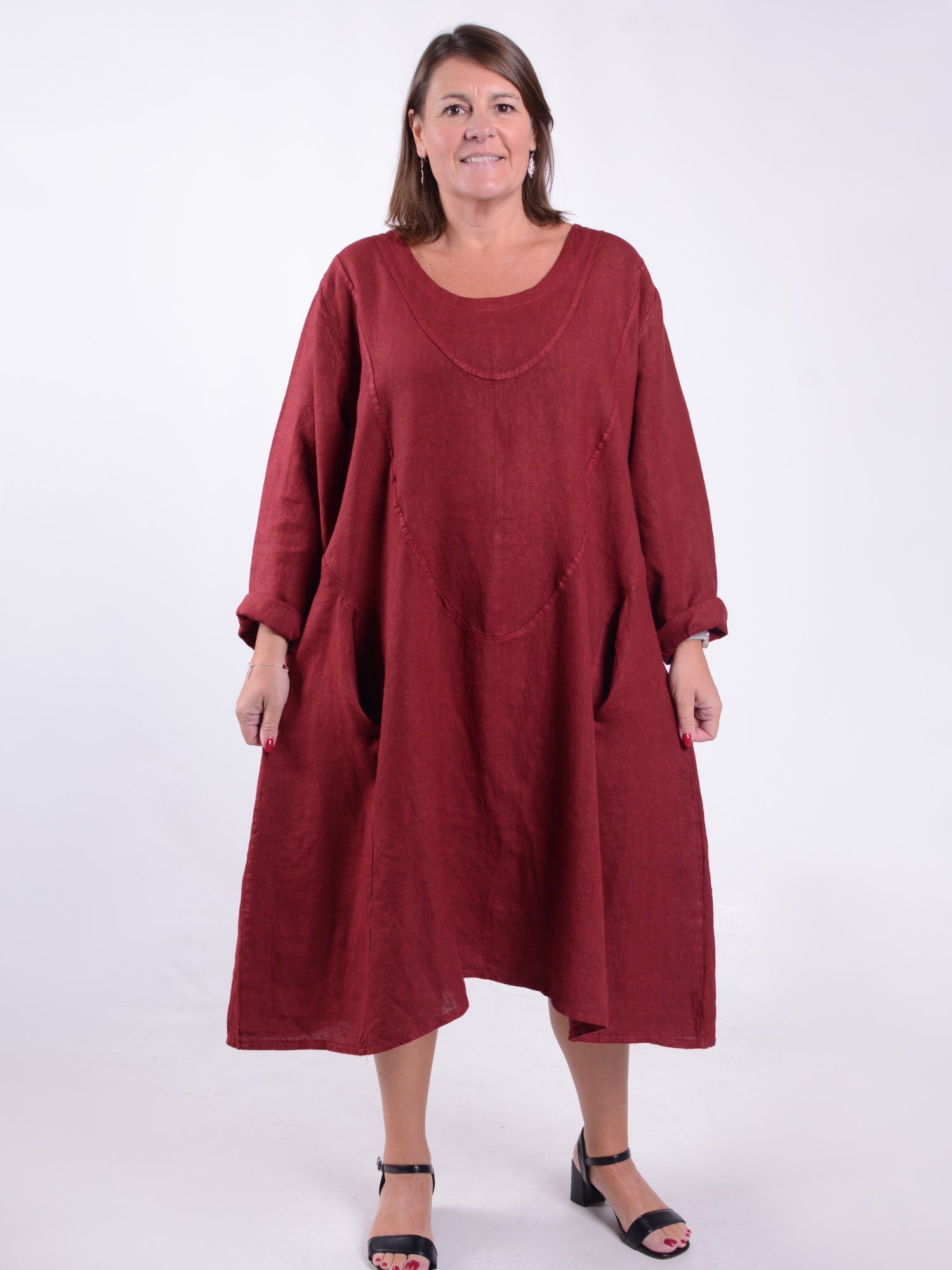 Lagenlook Linen A Line Dress - 9405, , Pure Plus Clothing, Lagenlook Clothing, Plus Size Fashion, Over 50 Fashion