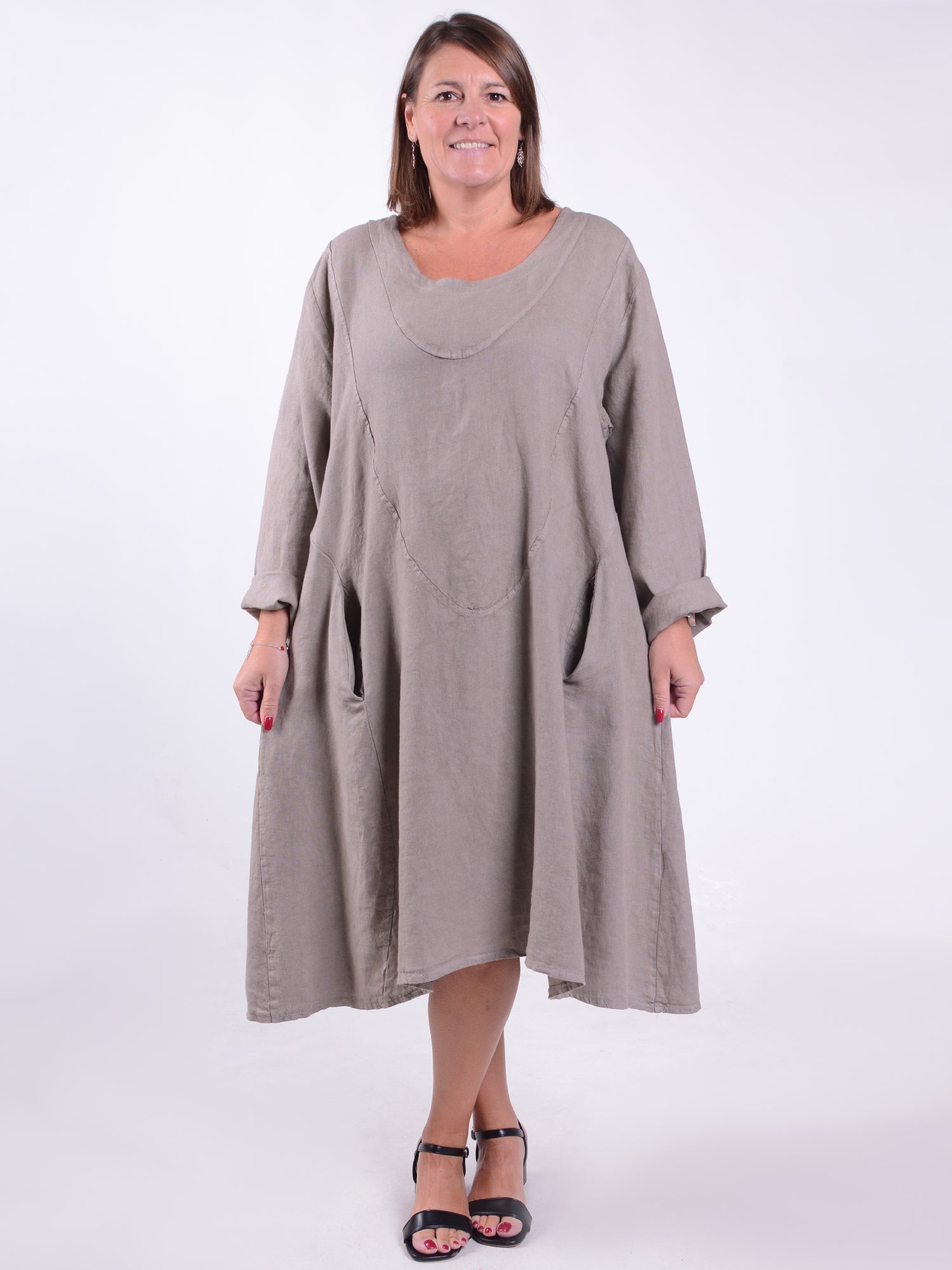 Lagenlook Linen A Line Dress - 9405, , Pure Plus Clothing, Lagenlook Clothing, Plus Size Fashion, Over 50 Fashion