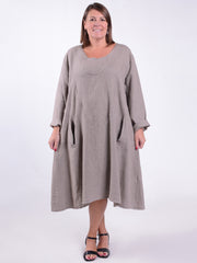 Lagenlook Linen A Line Dress - 9405, , Pure Plus Clothing, Lagenlook Clothing, Plus Size Fashion, Over 50 Fashion