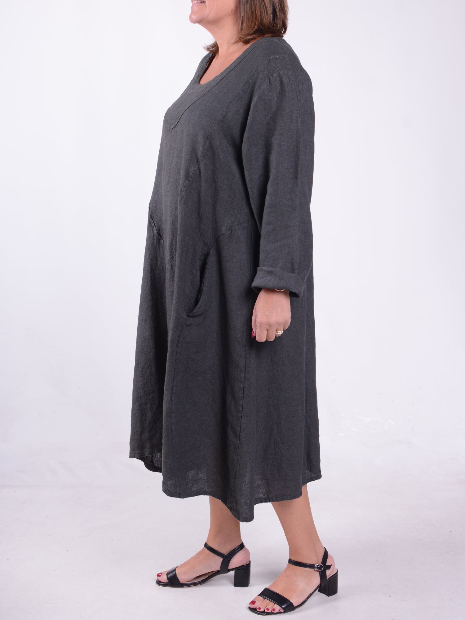 Lagenlook Linen A Line Dress - 9405, , Pure Plus Clothing, Lagenlook Clothing, Plus Size Fashion, Over 50 Fashion