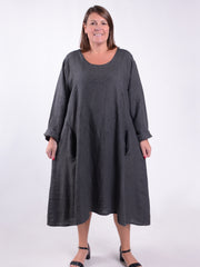 Lagenlook Linen A Line Dress - 9405, , Pure Plus Clothing, Lagenlook Clothing, Plus Size Fashion, Over 50 Fashion
