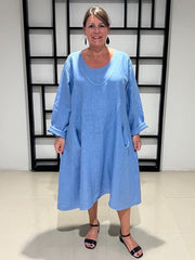 Lagenlook Linen A Line Dress - 9405, , Pure Plus Clothing, Lagenlook Clothing, Plus Size Fashion, Over 50 Fashion