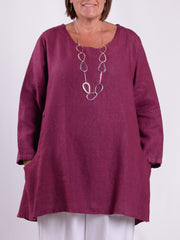 Lagenlook Heavy Linen Quirky Tunic - 9415