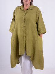 Lagenlook Heavy Linen Shirt Dress - 9445