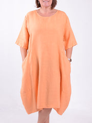 Linen Midi Dress with Pockets, , Pure Plus Clothing, Lagenlook Clothing, Plus Size Fashion, Over 50 Fashion