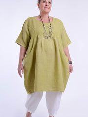 Heavy Linen Quirky Tunic Short Sleeve - 9457, Tops & Shirts, Pure Plus Clothing, Lagenlook Clothing, Plus Size Fashion, Over 50 Fashion