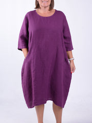 Lagenlook Basic Casual Tunic Dress - 9469 Linen