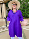 Lagenlook Basic Casual Tunic Dress - 9469 Linen
