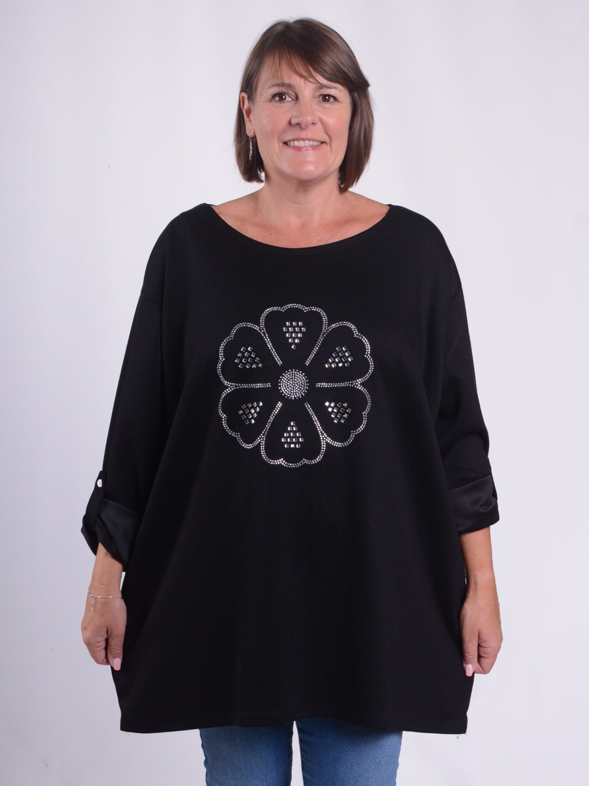 Cotton Flower Print Tunic - NOUF, , Pure Plus Clothing, Lagenlook Clothing, Plus Size Fashion, Over 50 Fashion