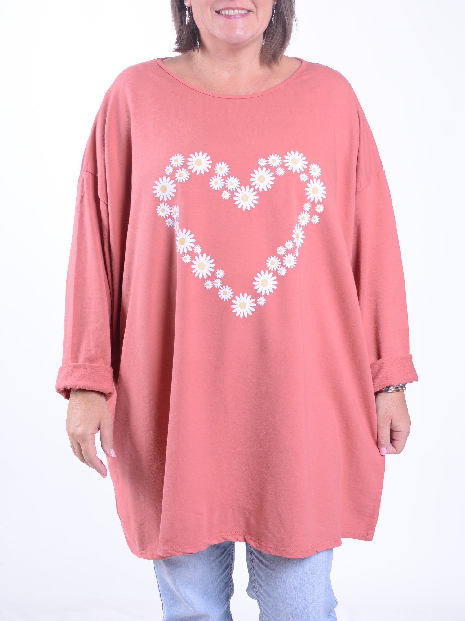 Daisy Heart Top - 9482DH, Tops & Shirts, Pure Plus Clothing, Lagenlook Clothing, Plus Size Fashion, Over 50 Fashion