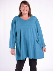 Long Sleeved Stitch Tunic Top - 105151 Cotton, Tops & Shirts, Pure Plus Clothing, Lagenlook Clothing, Plus Size Fashion, Over 50 Fashion