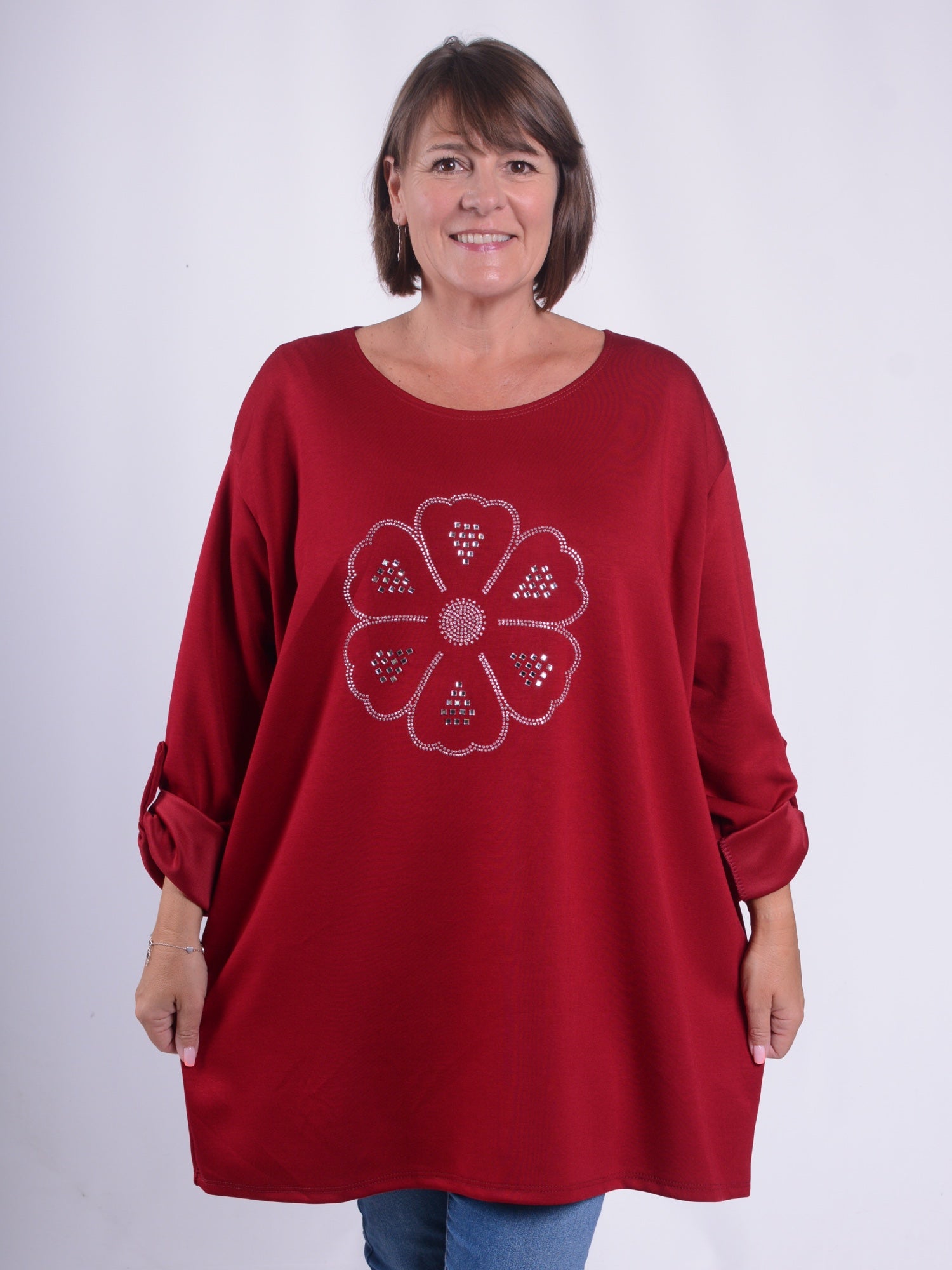 Cotton Flower Print Tunic - NOUF, , Pure Plus Clothing, Lagenlook Clothing, Plus Size Fashion, Over 50 Fashion