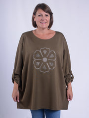 Cotton Flower Print Tunic - NOUF, , Pure Plus Clothing, Lagenlook Clothing, Plus Size Fashion, Over 50 Fashion