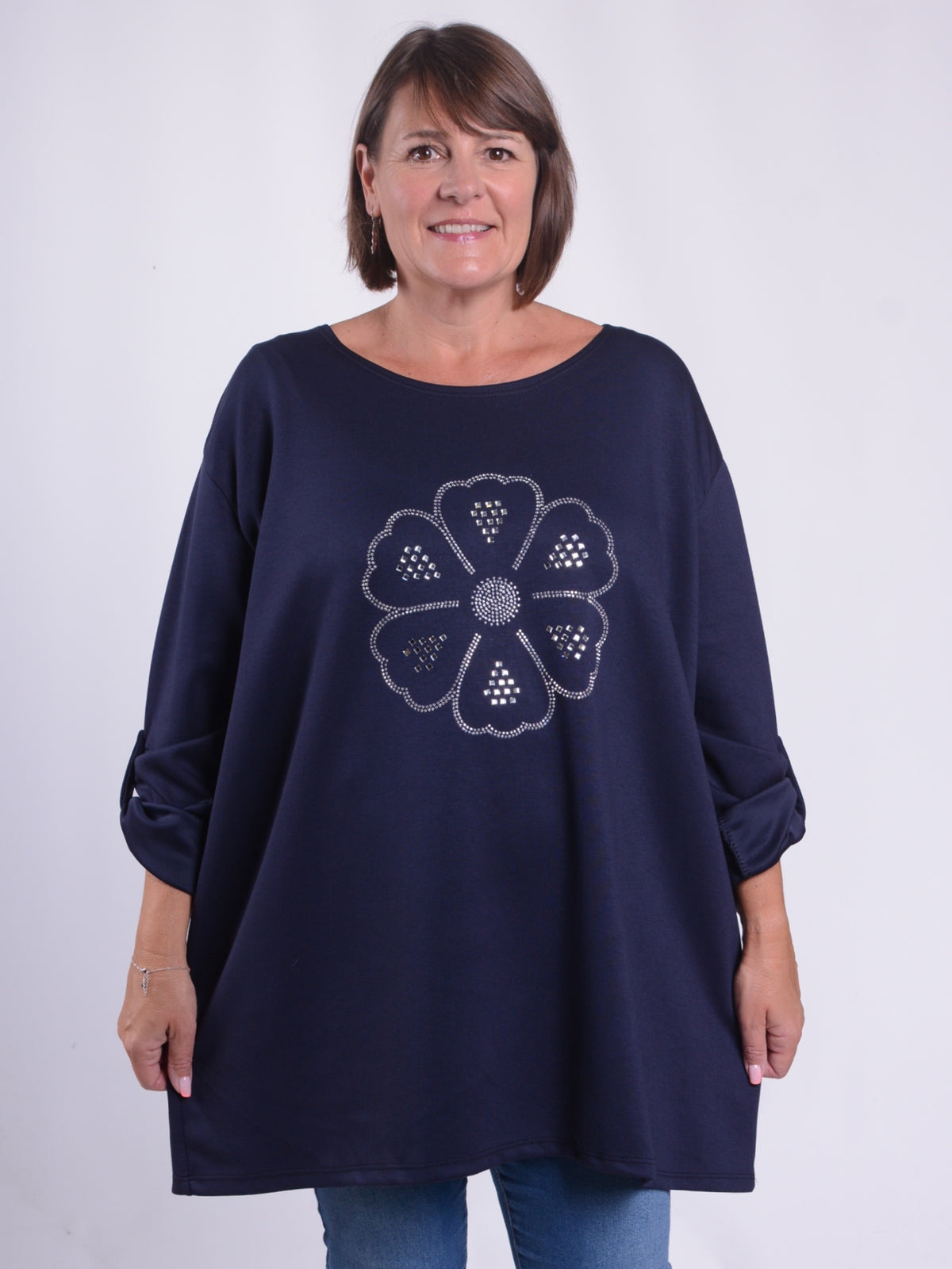 Cotton Flower Print Tunic - NOUF, , Pure Plus Clothing, Lagenlook Clothing, Plus Size Fashion, Over 50 Fashion