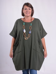 Cotton Tunic with Pockets - NOU, , Pure Plus Clothing, Lagenlook Clothing, Plus Size Fashion, Over 50 Fashion