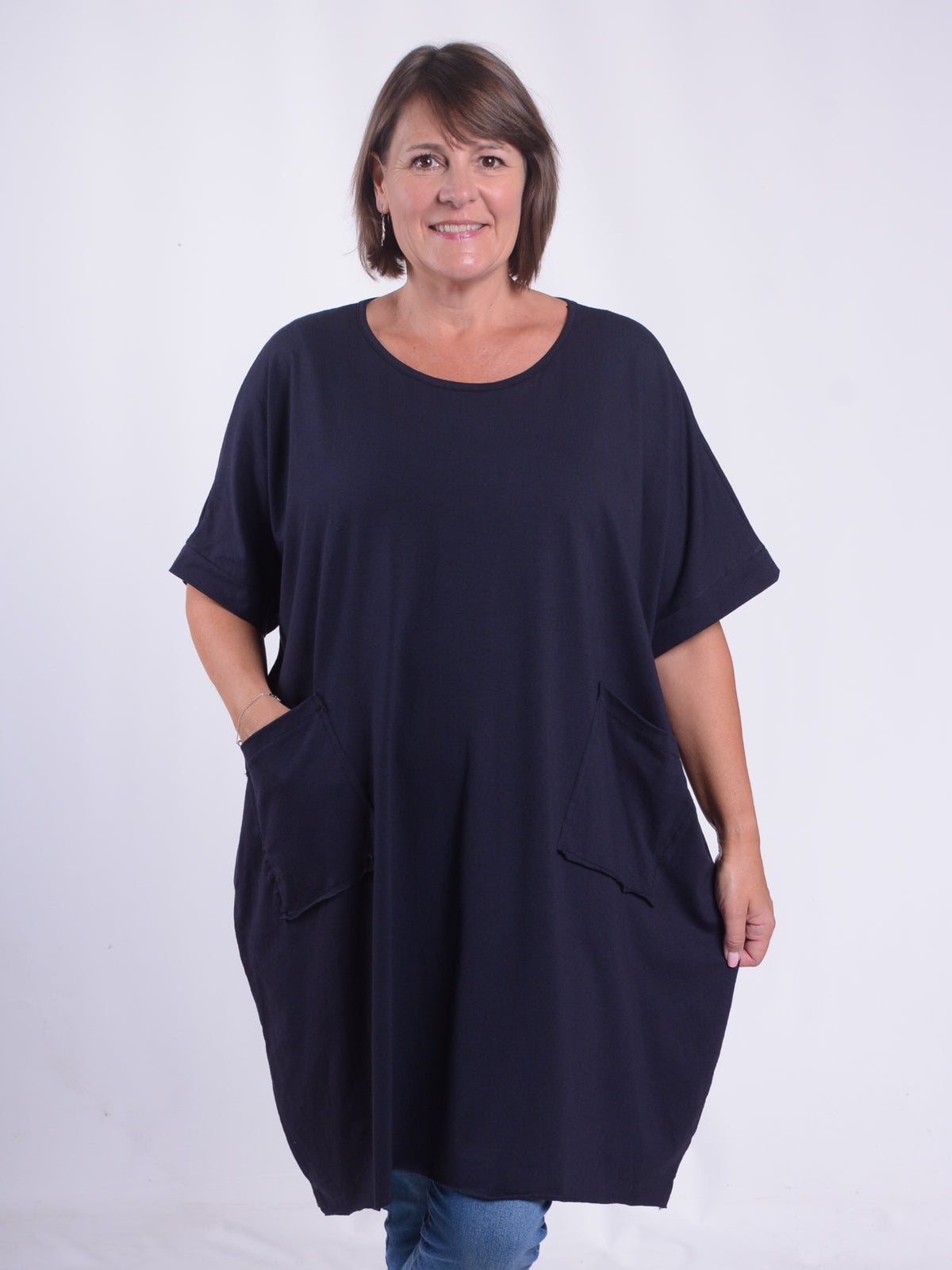 Cotton Tunic with Pockets - NOU, , Pure Plus Clothing, Lagenlook Clothing, Plus Size Fashion, Over 50 Fashion
