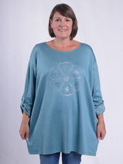 Cotton Flower Print Tunic - NOUF, , Pure Plus Clothing, Lagenlook Clothing, Plus Size Fashion, Over 50 Fashion
