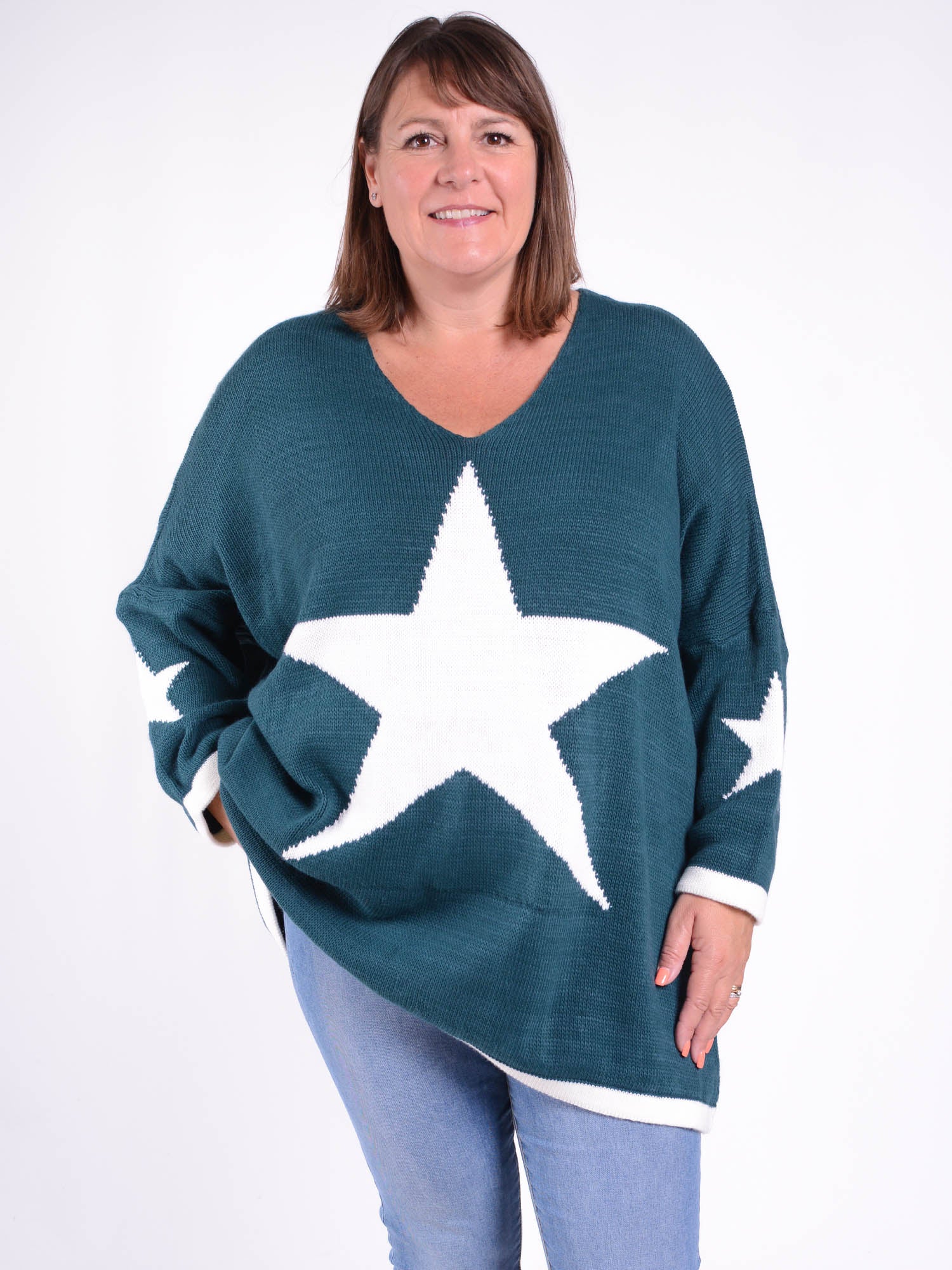 Star Knit Jumper - S40, , Pure Plus Clothing, Lagenlook Clothing, Plus Size Fashion, Over 50 Fashion
