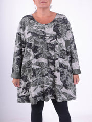 Long Sleeved Stitch Tunic Top - 105151 PATTERNED, Tops & Shirts, Pure Plus Clothing, Lagenlook Clothing, Plus Size Fashion, Over 50 Fashion