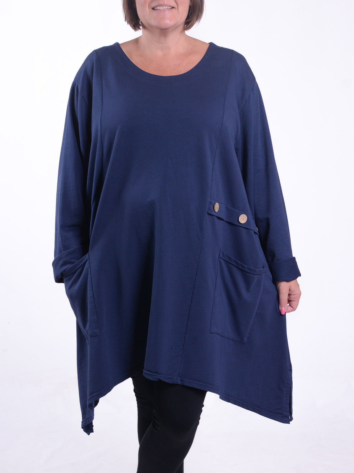 Asymmetric Button Tunic - 11112, Tunic, Pure Plus Clothing, Lagenlook Clothing, Plus Size Fashion, Over 50 Fashion