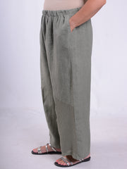 Wide Leg Linen Trousers with Detail - 13103