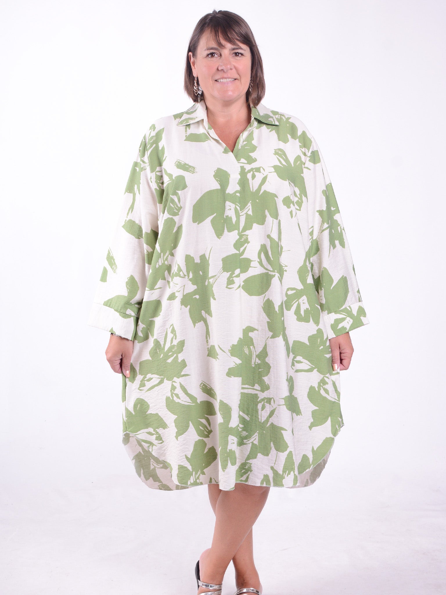 Lagenlook Printed Midi Dress - 2155, , Pure Plus Clothing, Lagenlook Clothing, Plus Size Fashion, Over 50 Fashion