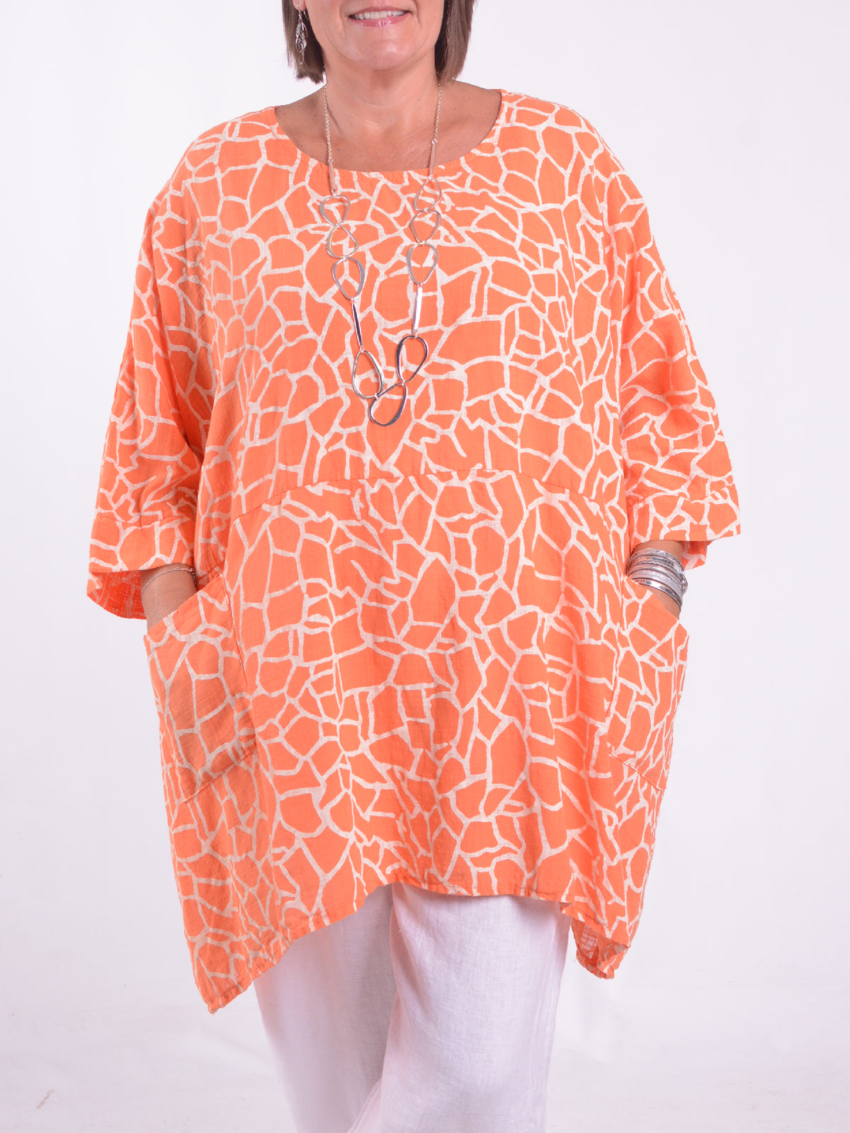 Lagenlook Oversized Cotton Tunic - 10077G, , Pure Plus Clothing, Lagenlook Clothing, Plus Size Fashion, Over 50 Fashion