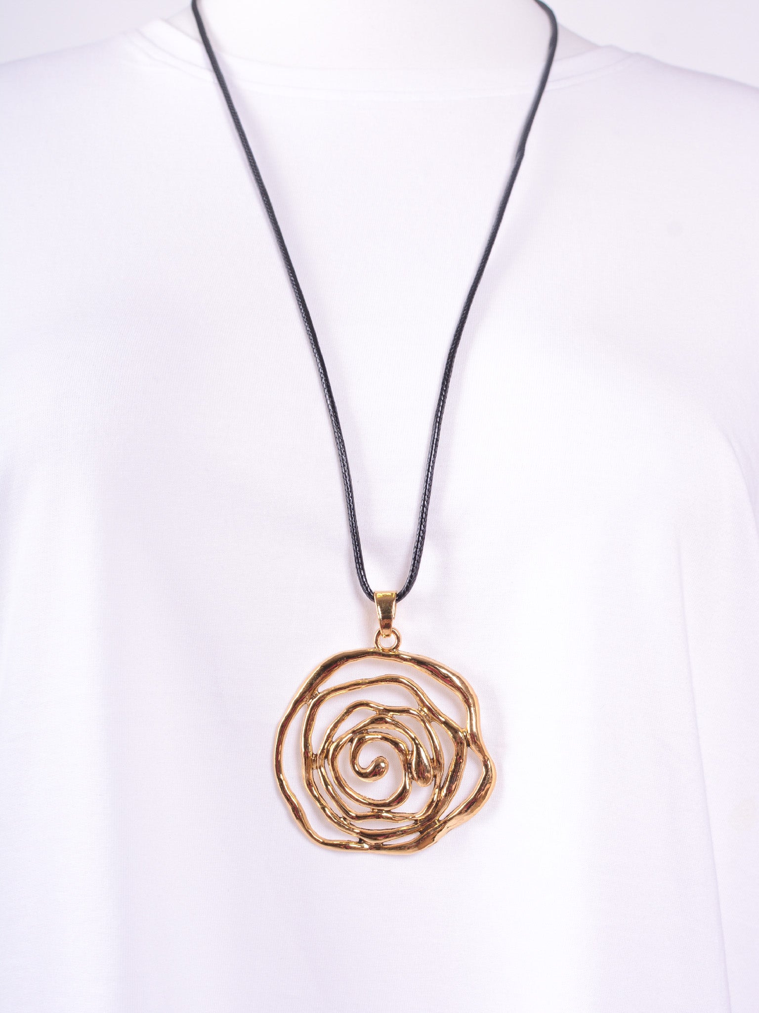 Lagenlook Rose Pendant Necklace Gold - LAGEN22, Necklaces & Pendants, Pure Plus Clothing, Lagenlook Clothing, Plus Size Fashion, Over 50 Fashion