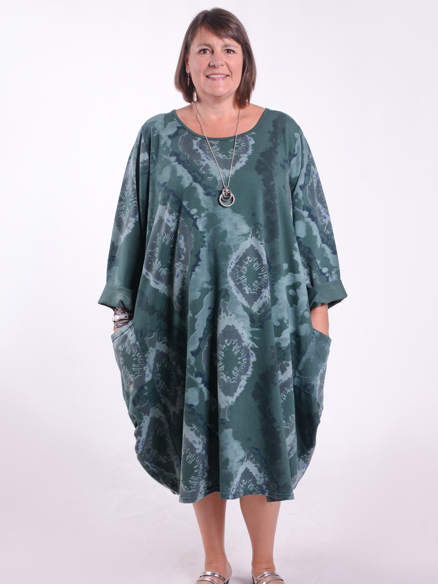 Lagenlook Parachute Dress With Pockets Cotton - 9215 Patterned Pure Plus Clothing Lagenlook Parachute Dress With Pockets Cotton - 9215 Patterned Pure Plus Clothing