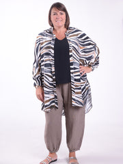 Zebra Print Oversized Shirt - 1069, Tops & Shirts, Pure Plus Clothing, Lagenlook Clothing, Plus Size Fashion, Over 50 Fashion