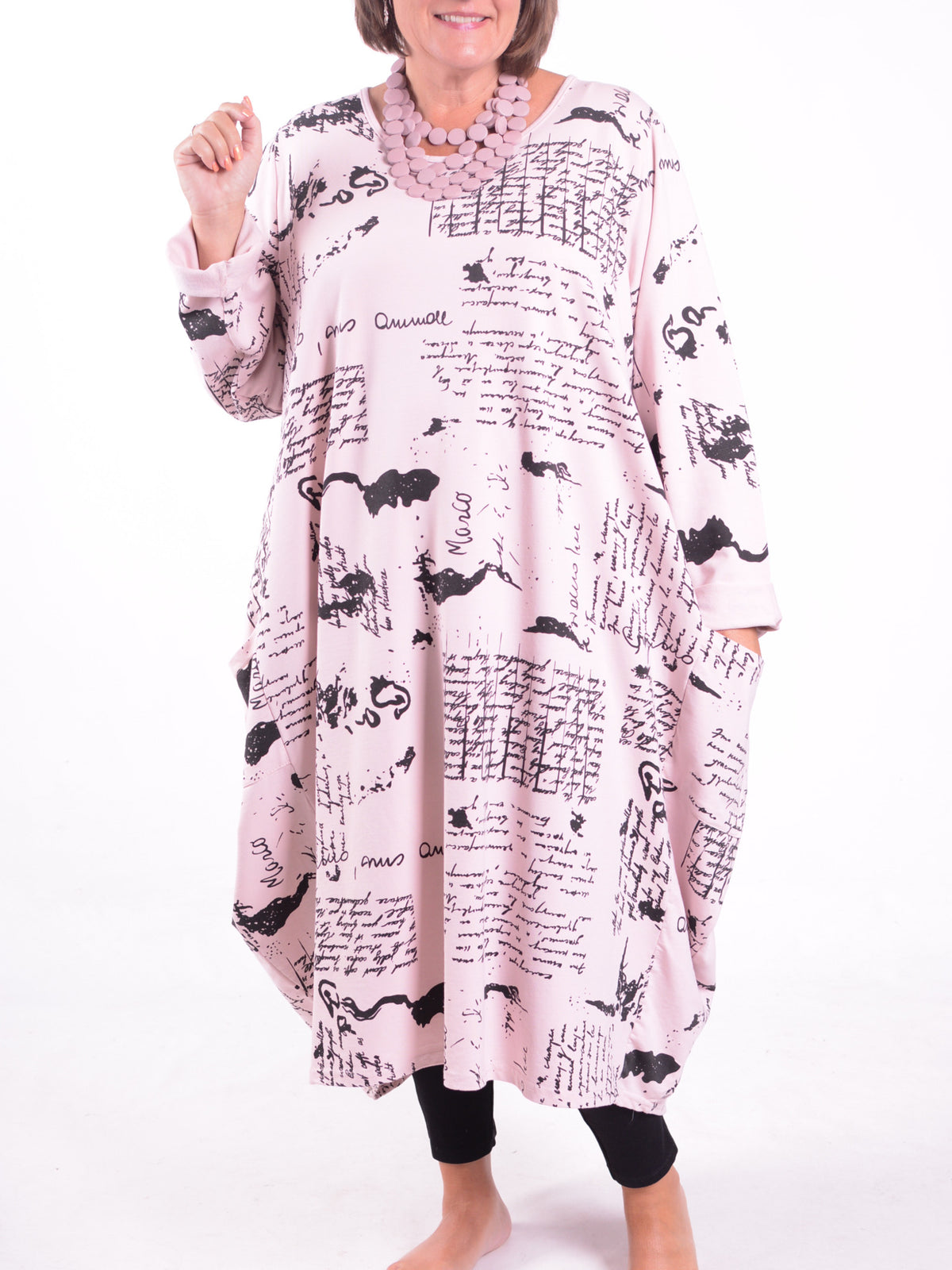 Lagenlook Parachute Dress With Pockets Cotton - 9215 Script, Dresses, Pure Plus Clothing, Lagenlook Clothing, Plus Size Fashion, Over 50 Fashion