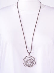 Lagenlook Rose Pendant Necklace Silver - LAGEN20, , Pure Plus Clothing, Lagenlook Clothing, Plus Size Fashion, Over 50 Fashion