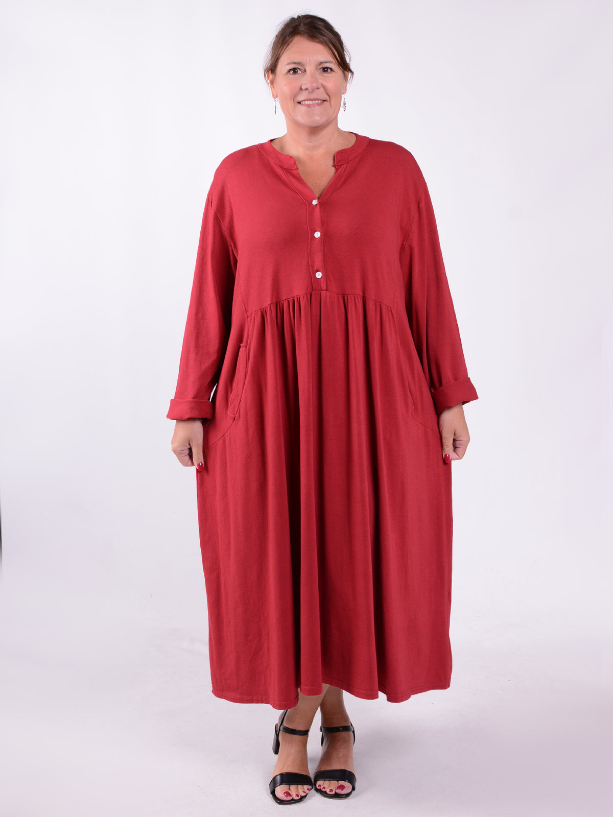 Lagenlook Cotton Dress with Pockets - 12573, , Pure Plus Clothing, Lagenlook Clothing, Plus Size Fashion, Over 50 Fashion