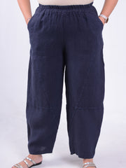 Wide-Leg Barrel Linen Trousers - 13399, , Pure Plus Clothing, Lagenlook Clothing, Plus Size Fashion, Over 50 Fashion