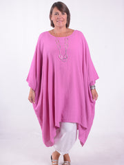 Lagenlook Oversized Cotton/Linen Kaftan Tunic - 3486
