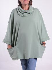 Cotton Cowl Neck Long Length Tunic - 9822