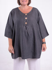 Lagenlook Linen Button Tunic - 12551